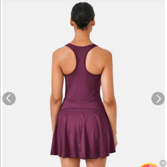 Halara- Half Zip 2-in-1 Side Pocket Racerback Tennis Dress- Plum Pink XS - Picture 2 of 5